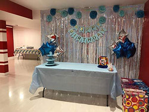 Foil Fringe Curtains Party Decorations - Melsan 3 Pack 3.2 x 8.2 ft Tinsel Curtain Party Photo Backdrop for Birthday Party Baby Shower or Graduation Decorations Silver - Decotree.co Online Shop