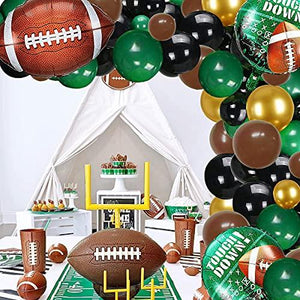 Football Party Balloon Garland Kit, 104 Pcs Black Gold Green Brown Balloons Arch Football Shaped Foil Balloons for Football Theme Party Super Sunday Touchdown Party Decoration - Decotree.co Online Shop