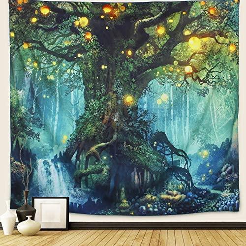 Forest Tapestry, Nature tree Popular elves Wall Hanging Tapestry Warm green Beach Blanket - Decotree.co Online Shop