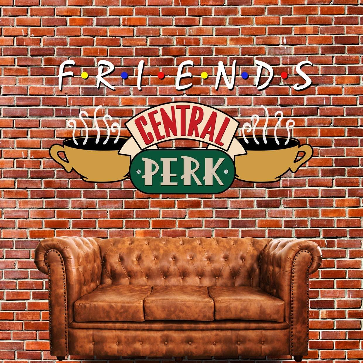 Friends Central Perk Theme Backdrop Red Brick Wall Retro Pub Sofa and Coffee for 80s 90s - Decotree.co Online Shop