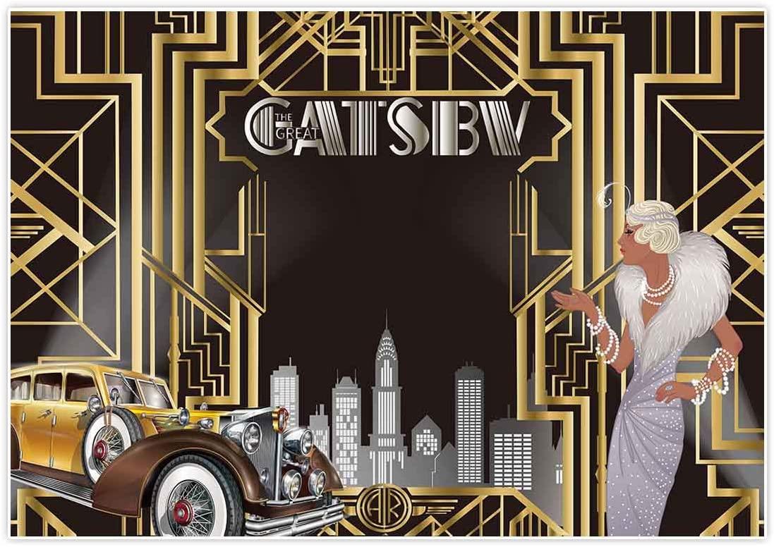 Gatsby Themed Backdrop for Celebration Retro Roaring 20's 20s Party Art Decor Happy 1st Birthday Wedding Decoration Pictures Background Supplies Photo Booth Prop - Decotree.co Online Shop