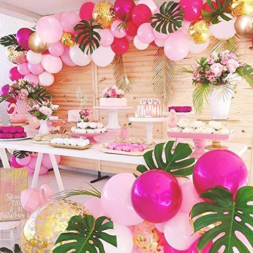 Girl’s Birthday Flamingo Garland Kit Balloon 70 Pcs Pink Rose Red Golden for Hawaii Tropical Themed Party - Decotree.co Online Shop