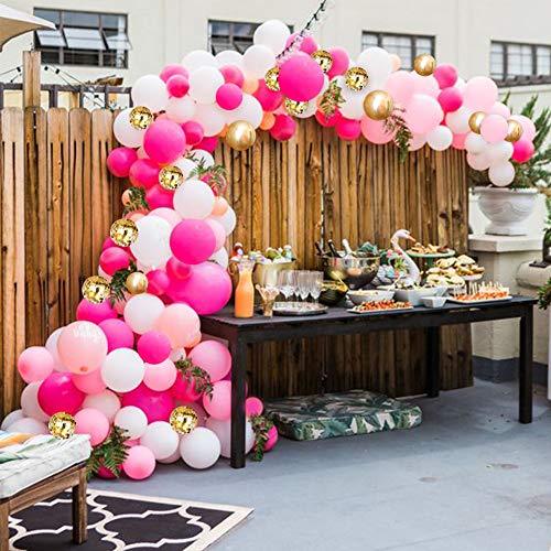 Girl’s Birthday Flamingo Garland Kit Balloon 70 Pcs Pink Rose Red Golden for Hawaii Tropical Themed Party - Decotree.co Online Shop
