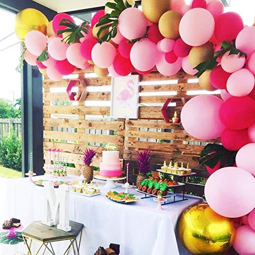 Girl’s Birthday Flamingo Garland Kit Balloon 70 Pcs Pink Rose Red Golden for Hawaii Tropical Themed Party - Decotree.co Online Shop