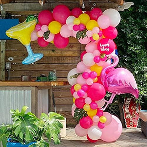 Girl’s Birthday Flamingo Garland Kit Balloon 70 Pcs Pink Rose Red Golden for Hawaii Tropical Themed Party - Decotree.co Online Shop