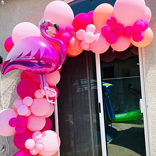 Girl’s Birthday Flamingo Garland Kit Balloon 70 Pcs Pink Rose Red Golden for Hawaii Tropical Themed Party - Decotree.co Online Shop