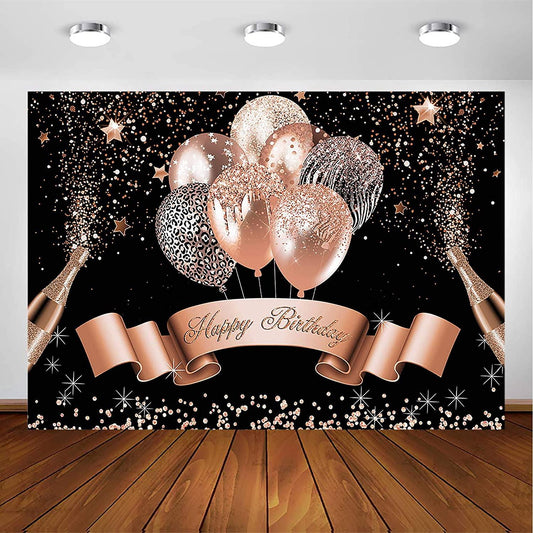 Glitter Balloon Birthday Backdrop for Girls Women Happy Birthday Party Banner - Decotree.co Online Shop
