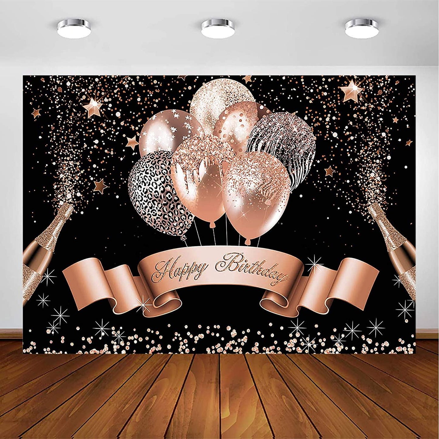 Glitter Balloon Birthday Backdrop for Girls Women Happy Birthday Party Banner - Decotree.co Online Shop