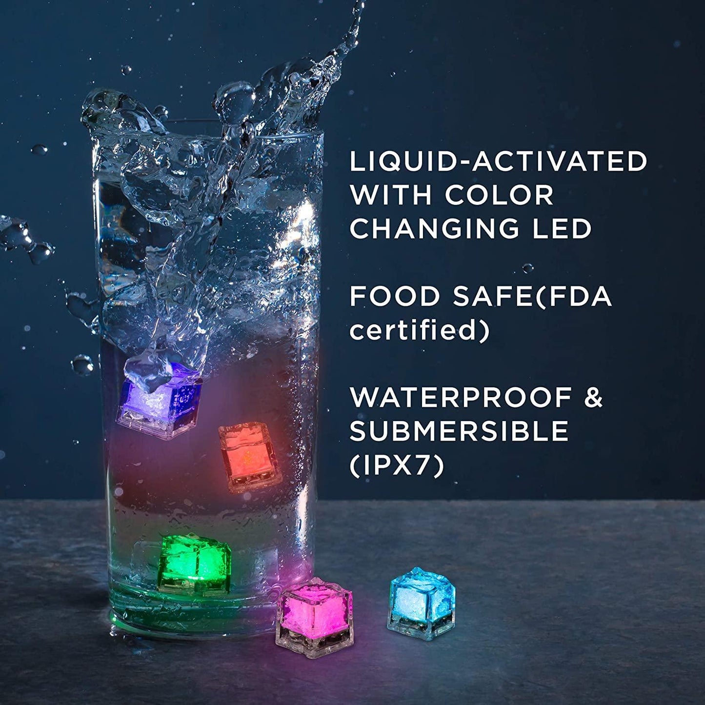 Glow LED Ice Cube Shape Lights Liquid Activated Submersible, Reusable-Color Change, Battery Operated for Weddings, Glow Parties - Decotree.co Online Shop
