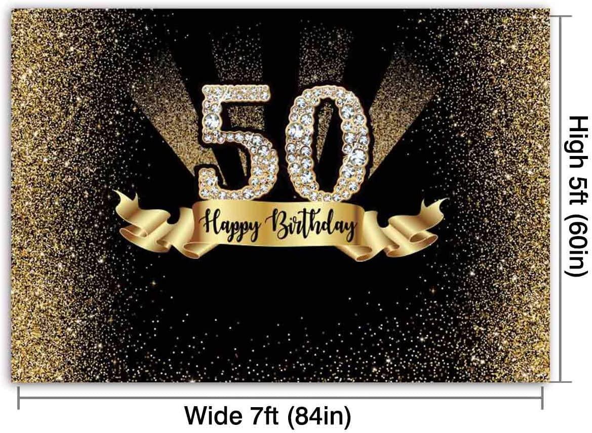 Gold and Black 50th Birthday Photography Backdrop Golden Glitter Diamonds Shiny Background - Decotree.co Online Shop