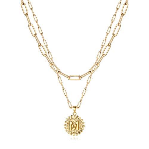 Gold Initial Necklaces for Women Girls, 14K Gold Plated Layering Paperclip Link Chain Necklace - Decotree.co Online Shop
