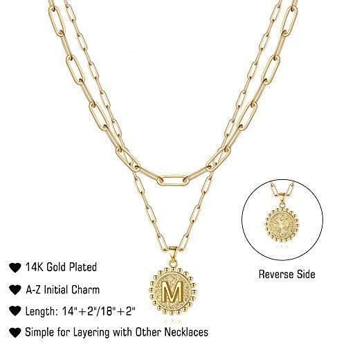 Gold Initial Necklaces for Women Girls, 14K Gold Plated Layering Paperclip Link Chain Necklace - Decotree.co Online Shop