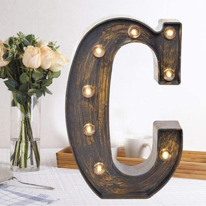 Golden Black Led Marquee Letter - Industrial, Vintage Style Light Up Alphabet Letter Sign for Cafe Wedding Birthday Party Christmas Lamp Home Bar Initials Decor - Decotree.co Online Shop