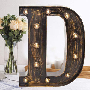 Golden Black Led Marquee Letter - Industrial, Vintage Style Light Up Alphabet Letter Sign for Cafe Wedding Birthday Party Christmas Lamp Home Bar Initials Decor - Decotree.co Online Shop