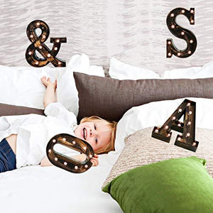 Golden Black Led Marquee Letter - Industrial, Vintage Style Light Up Alphabet Letter Sign for Cafe Wedding Birthday Party Christmas Lamp Home Bar Initials Decor - Decotree.co Online Shop