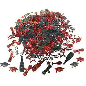 Graduation Decorations, Black and Red Congrats Grad Banner Paper Pompoms Hanging Swirls Graduation Confetti Paper Garland Party Balloons - Decotree.co Online Shop