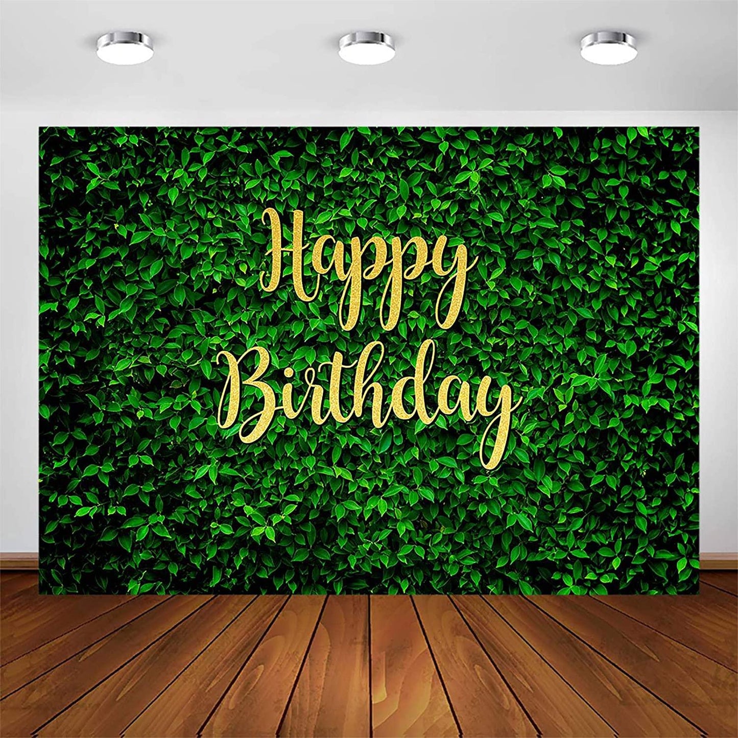 Green Leaves Happy Birthday Backdrop for Jungle Safari Party Decorations Photography Background - Decotree.co Online Shop