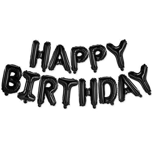 Happy Birthday Banner (3D Black) Mylar Foil Letters | Inflatable Party Decor and Event Decorations for Kids and Adults | Reusable, Ecofriendly Fun - Decotree.co Online Shop