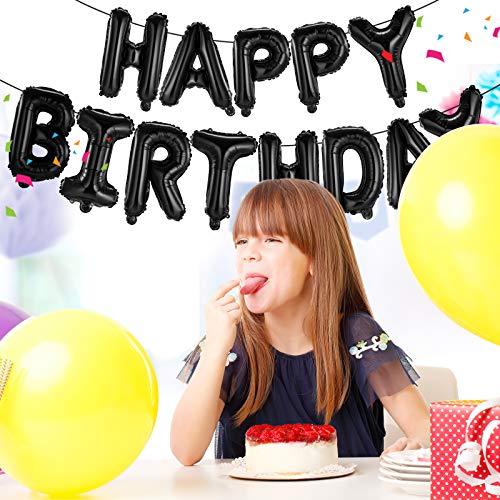 Happy Birthday Banner (3D Black) Mylar Foil Letters | Inflatable Party Decor and Event Decorations for Kids and Adults | Reusable, Ecofriendly Fun - Decotree.co Online Shop