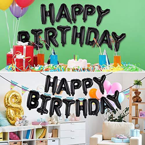 Happy Birthday Banner (3D Black) Mylar Foil Letters | Inflatable Party Decor and Event Decorations for Kids and Adults | Reusable, Ecofriendly Fun - Decotree.co Online Shop