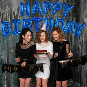 Happy Birthday Banner (3D Blue) Mylar Foil Letters | Inflatable Party Decor and Event Decorations for Kids and Adults | Reusable, Ecofriendly Fun - Decotree.co Online Shop