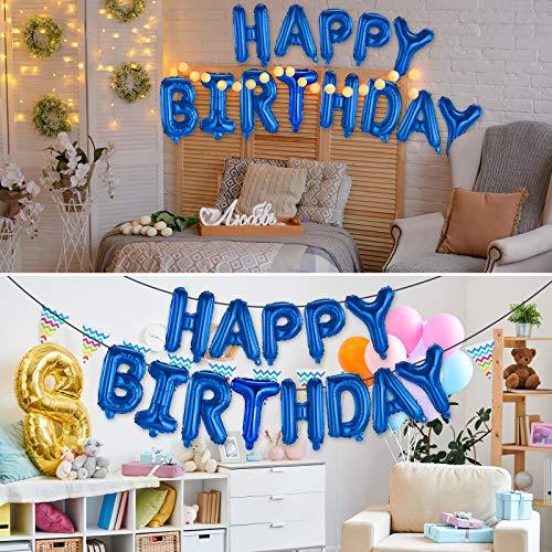 Happy Birthday Banner (3D Blue) Mylar Foil Letters | Inflatable Party Decor and Event Decorations for Kids and Adults | Reusable, Ecofriendly Fun - Decotree.co Online Shop