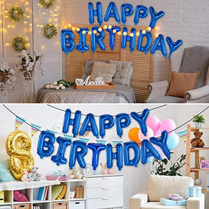 Happy Birthday Banner (3D Blue) Mylar Foil Letters | Inflatable Party Decor and Event Decorations for Kids and Adults | Reusable, Ecofriendly Fun - Decotree.co Online Shop