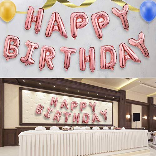Happy Birthday Banner (3D Rose Lettering) Mylar Foil Letters | Inflatable Party Decor and Event Decorations for Kids and Adults | Reusable, Ecofriendly Fun - Decotree.co Online Shop