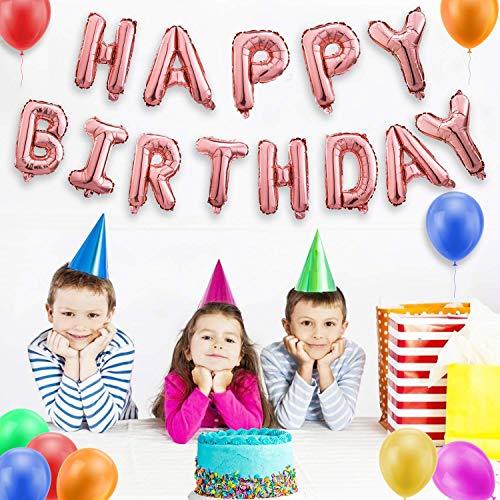 Happy Birthday Banner (3D Rose Lettering) Mylar Foil Letters | Inflatable Party Decor and Event Decorations for Kids and Adults | Reusable, Ecofriendly Fun - Decotree.co Online Shop
