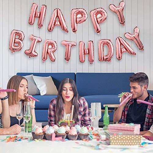 Happy Birthday Banner (3D Rose Lettering) Mylar Foil Letters | Inflatable Party Decor and Event Decorations for Kids and Adults | Reusable, Ecofriendly Fun - Decotree.co Online Shop