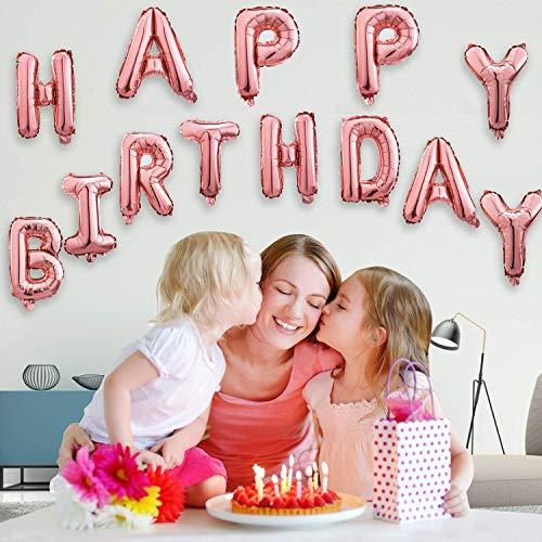 Happy Birthday Banner (3D Rose Lettering) Mylar Foil Letters | Inflatable Party Decor and Event Decorations for Kids and Adults | Reusable, Ecofriendly Fun - Decotree.co Online Shop