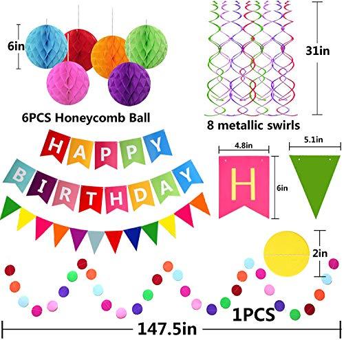 Happy Birthday Banner with Colorful Paper Flag Bunting Paper Circle Confetti Garland - Decotree.co Online Shop