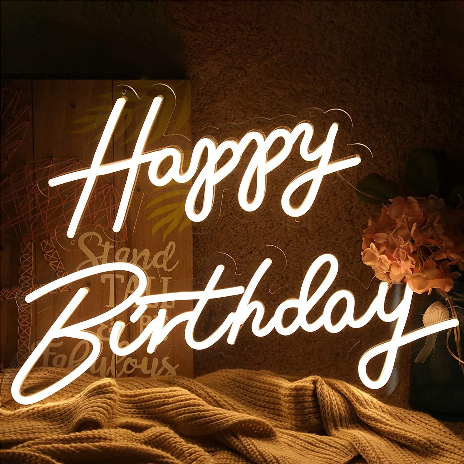 Happy Birthday Large Neon Sign for Wall Decor 12V Reusable Happy Birth Decotree Online Shop