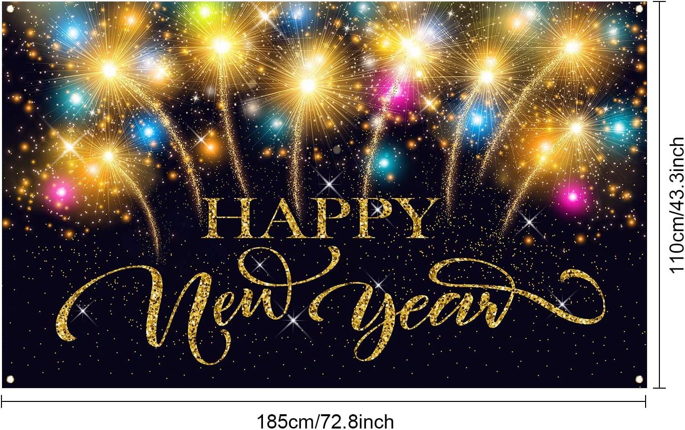 Happy New Year Party Decoration Supplies, Extra Large Fabric Happy New Year Banner for 2023 Party Decoration, - Decotree.co Online Shop