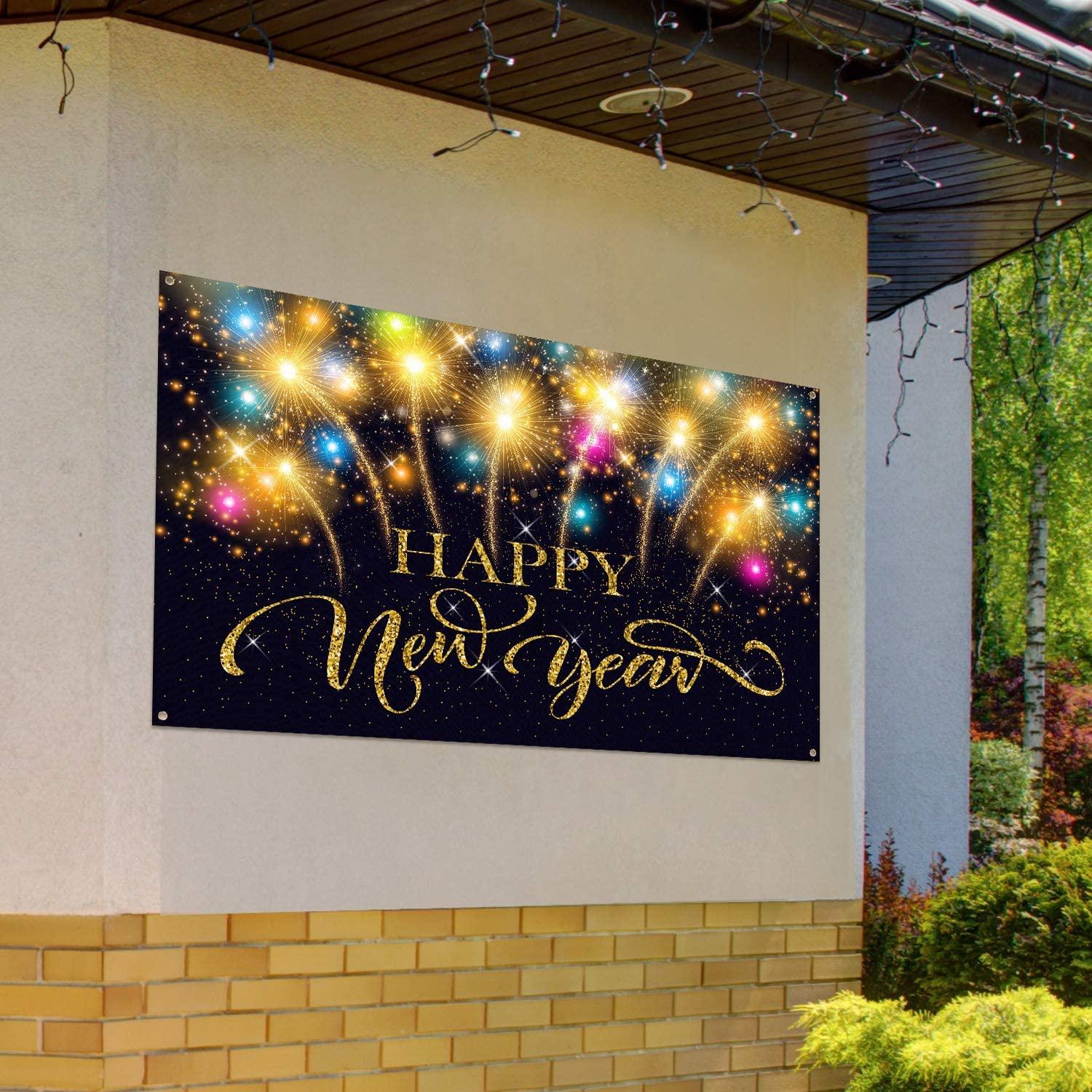 Happy New Year Party Decoration Supplies, Extra Large Fabric Happy New Year Banner for 2023 Party Decoration, - Decotree.co Online Shop