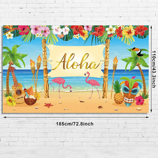 Hawaiian Aloha Party Decoration, Extra Large Summer Luau Beach Party Banner Backdrop - Decotree.co Online Shop