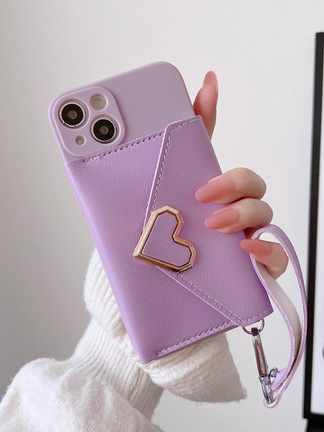 Heart Buckle Wallet Phone Case - Decotree.co Online Shop