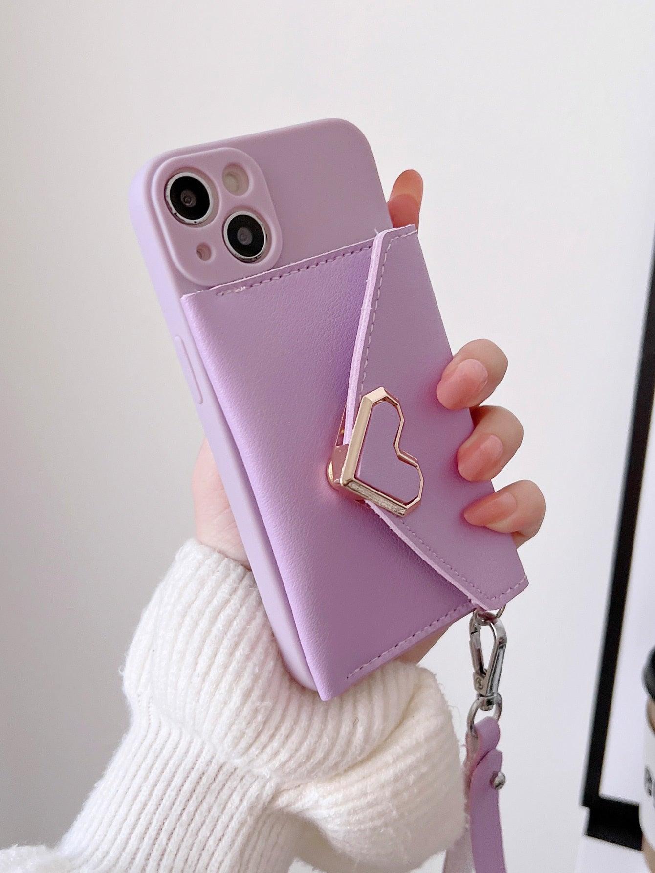 Heart Buckle Wallet Phone Case - Decotree.co Online Shop