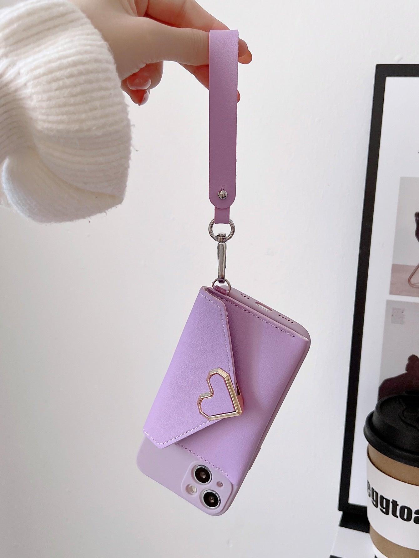 Heart Buckle Wallet Phone Case - Decotree.co Online Shop