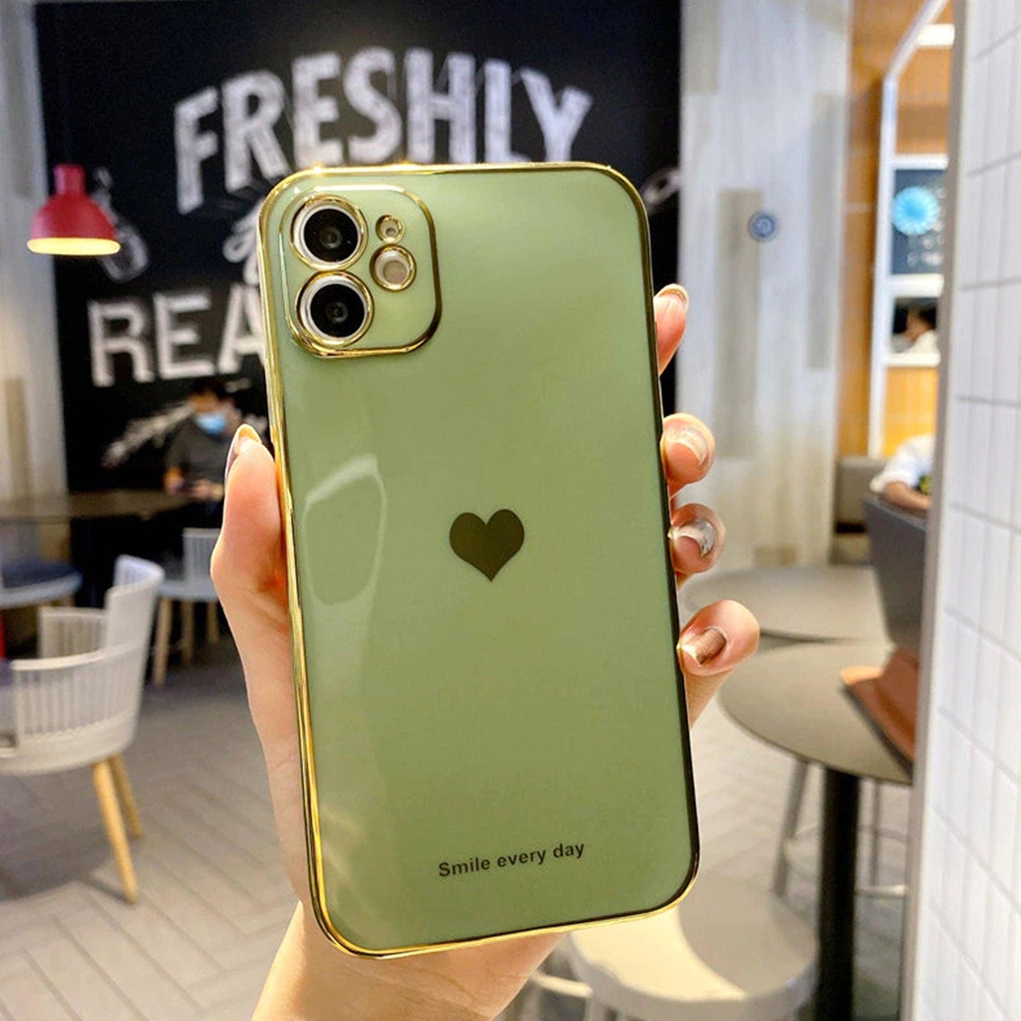 Heart Gold Accent Shockproof iPhone Case, iPhone 14 13 12 Pro Max Mini - Decotree.co Online Shop