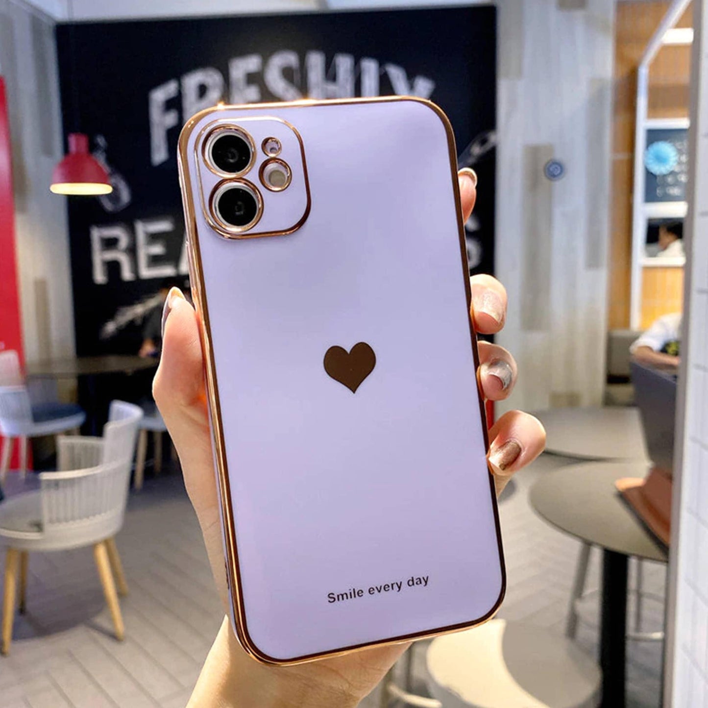 Heart Gold Accent Shockproof iPhone Case, iPhone 14 13 12 Pro Max Mini - Decotree.co Online Shop