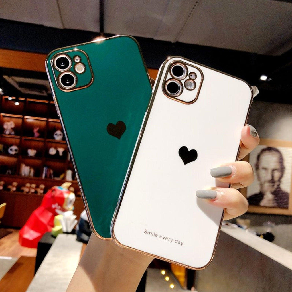 Heart Gold Accent Shockproof iPhone Case, iPhone 14 13 12 Pro Max Mini - Decotree.co Online Shop