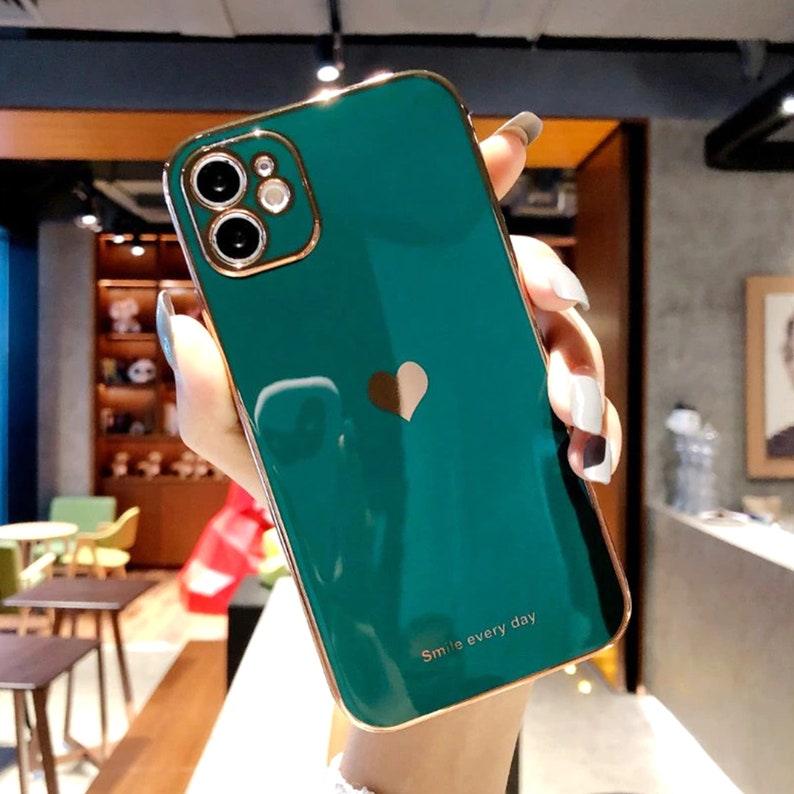 Heart Gold Accent Shockproof iPhone Case, iPhone 14 13 12 Pro Max Mini - Decotree.co Online Shop