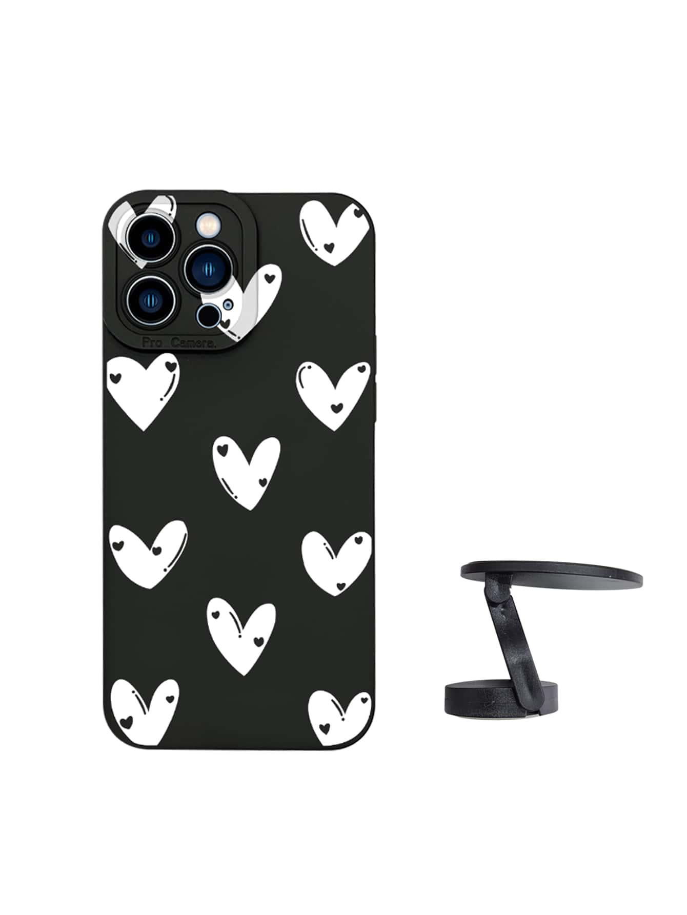 Heart Pattern Clear Phone Case With Stand-Out Phone Grip - Decotree.co Online Shop
