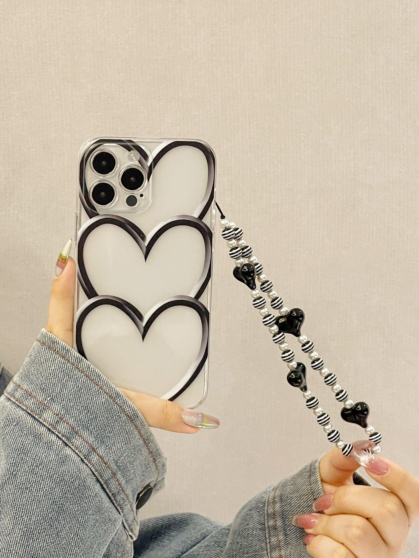 Heart Pattern Phone Case With Lanyard - Decotree.co Online Shop