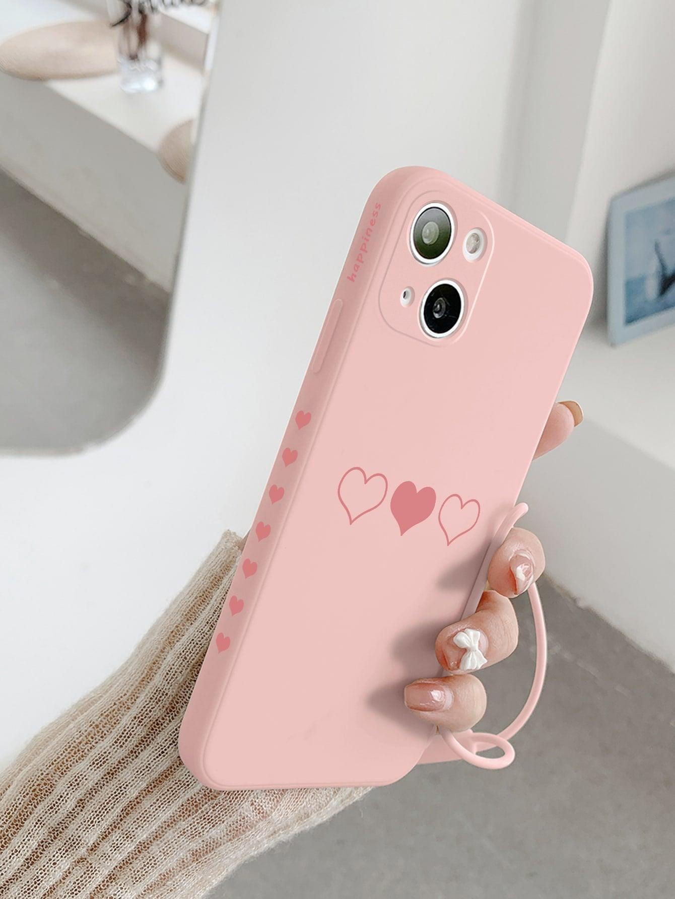 Heart Pattern Phone Case With Lanyard - Decotree.co Online Shop