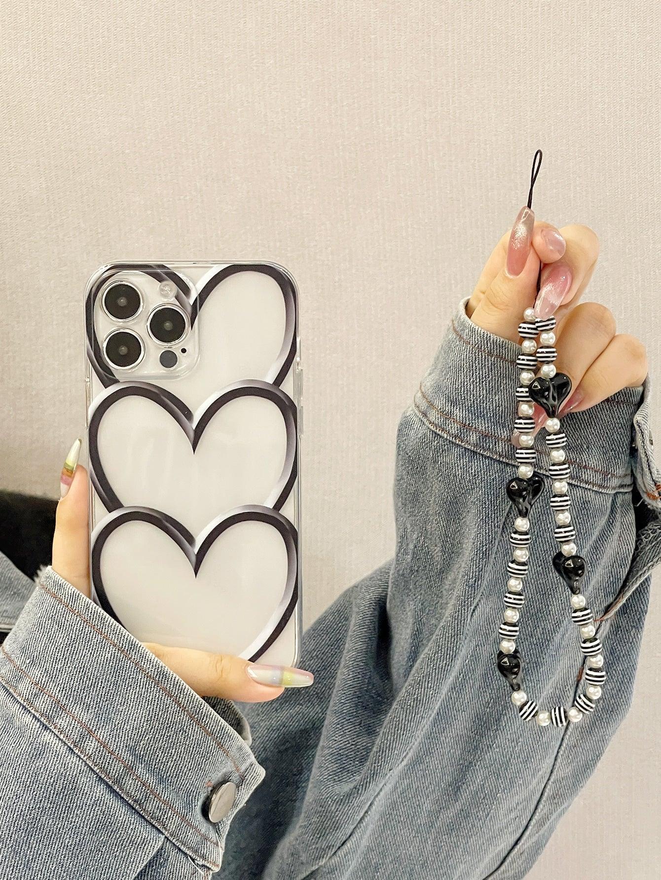 Heart Pattern Phone Case With Lanyard - Decotree.co Online Shop