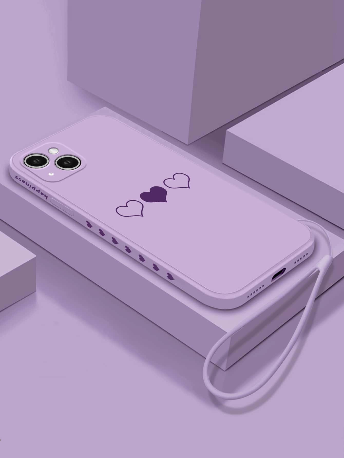 Heart Pattern Phone Case With Lanyard - Decotree.co Online Shop