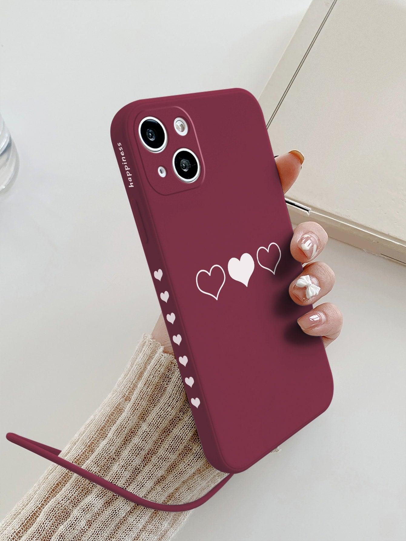 Heart Pattern Phone Case With Lanyard - Decotree.co Online Shop