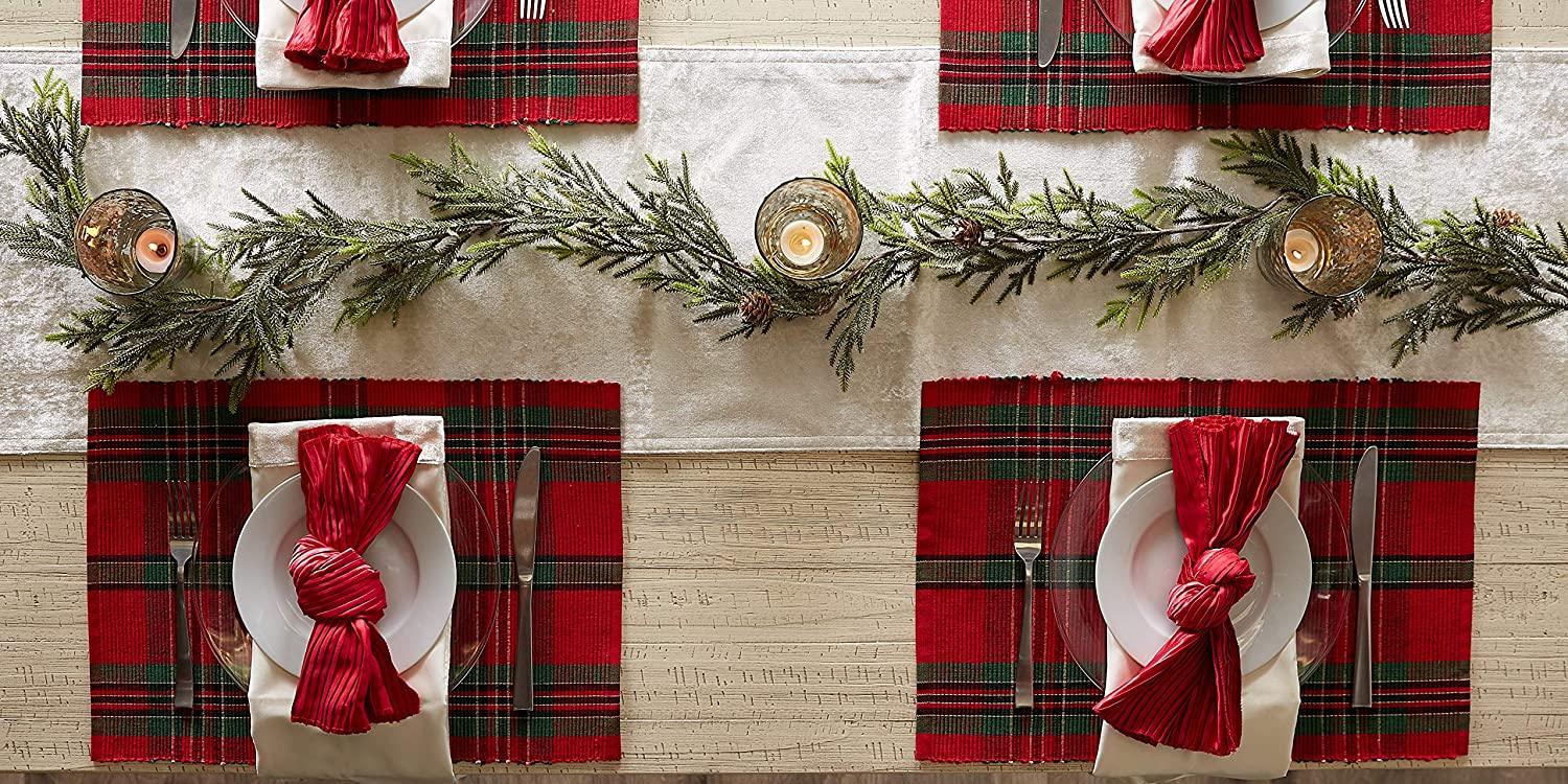 Holiday Collection, Christmas Plaid, Placemat Set, Xmas Plaid - Decotree.co Online Shop